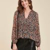 LA FEE maraboutee Losvallende Geplooide Voile Top Met Bloemenprint