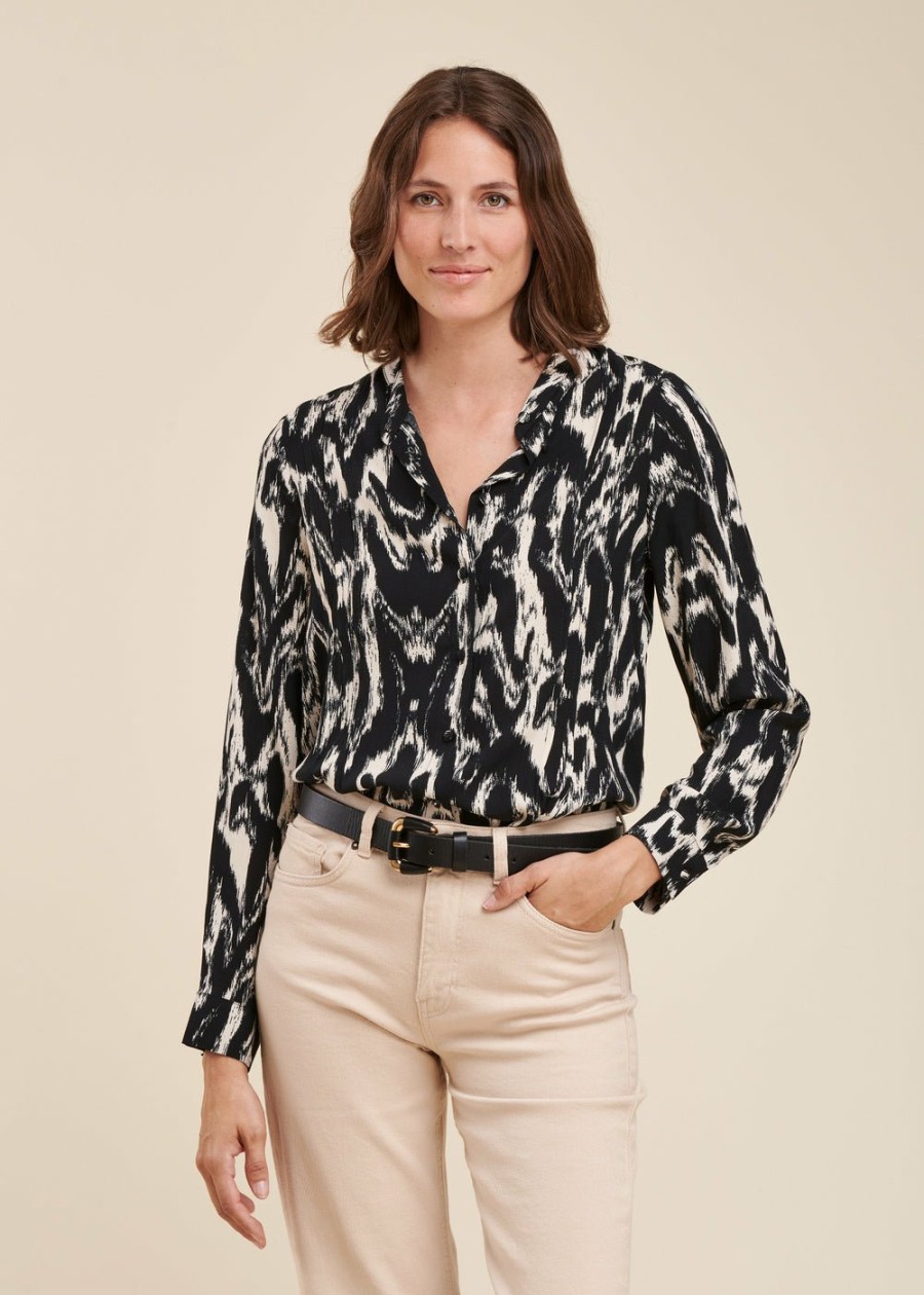 LA FEE maraboutee Ecovero Viscose Blouse Met Tachistprint