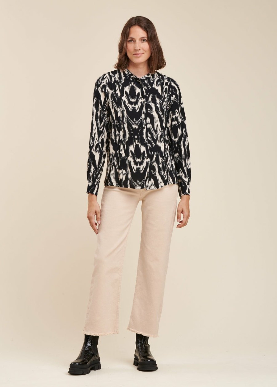 LA FEE maraboutee Ecovero Viscose Blouse Met Tachistprint