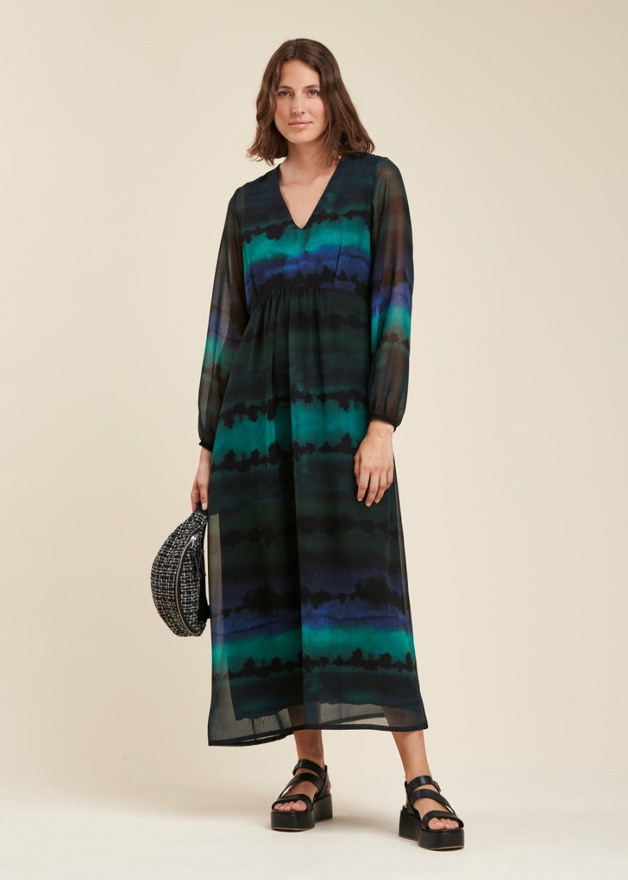 LA FEE maraboutee Polyester Voile Tie & Dye Maxi Jurk