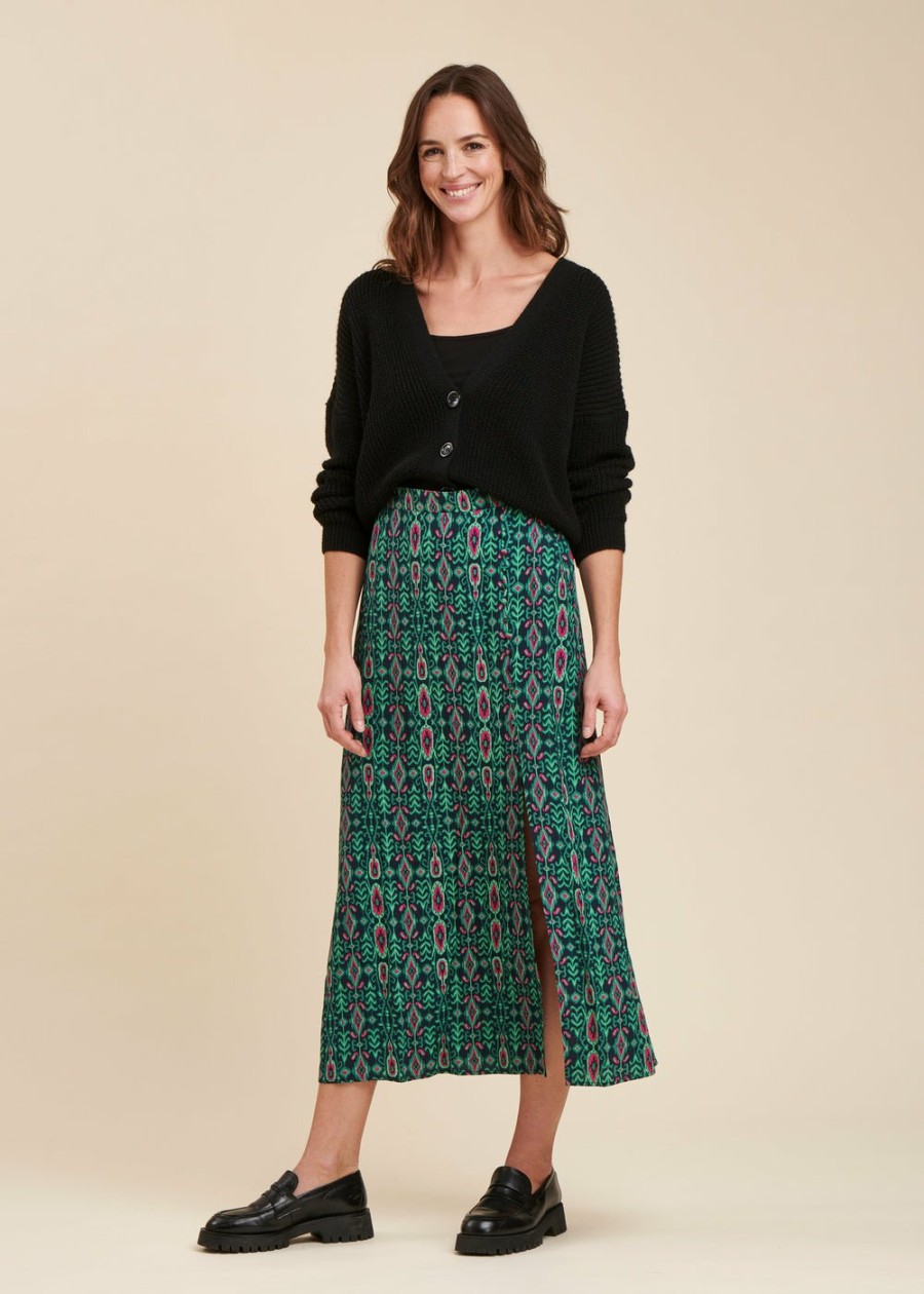 LA FEE maraboutee Lange E Rok Met Split Met Etnische Print En Elastische Tailleband