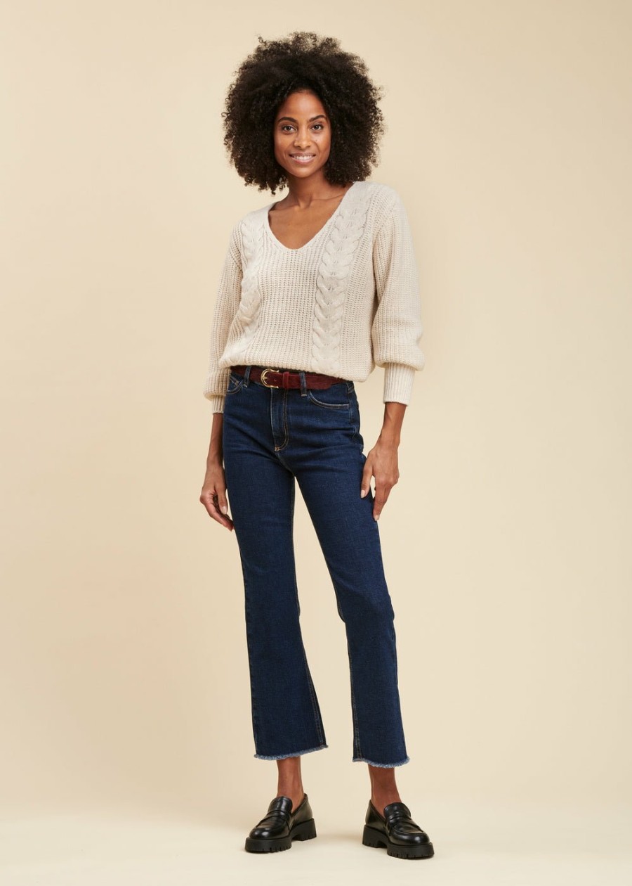 LA FEE maraboutee Licht Uitlopende Cropped Jeans