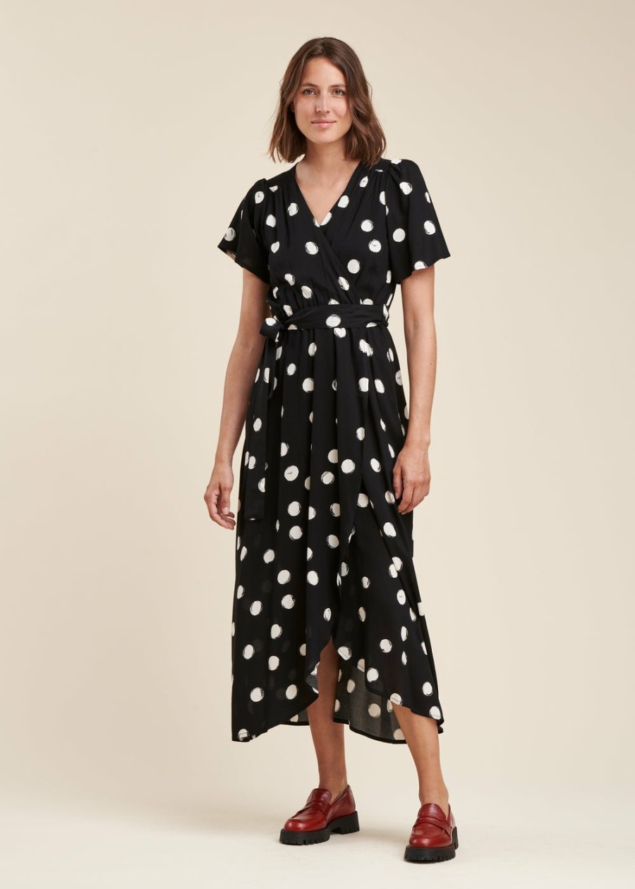 LA FEE maraboutee Faux Wikkel Maxi Jurk Met Stippenprint