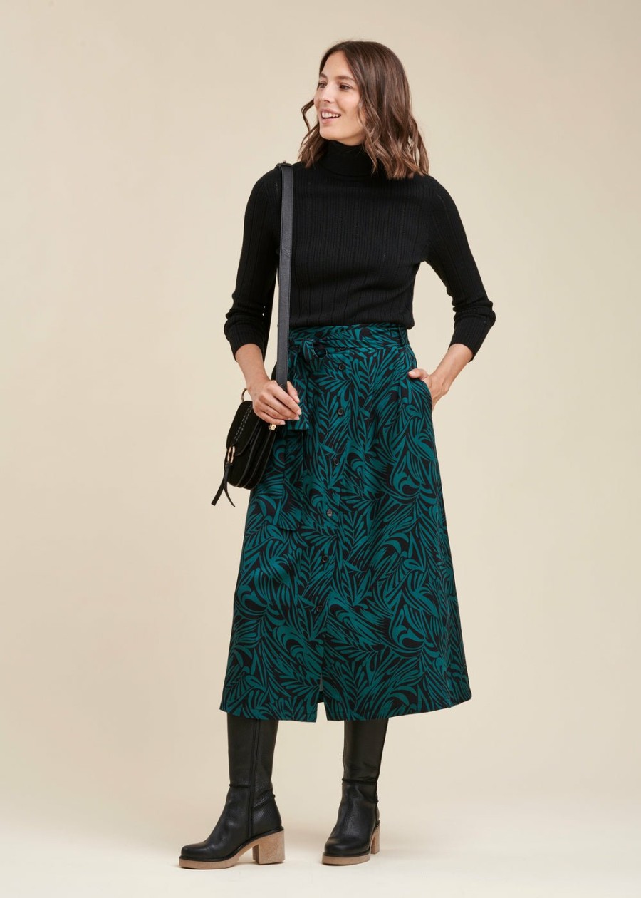 LA FEE maraboutee Halflange Rok Met Knoopsluiting En Tweekleurige Print