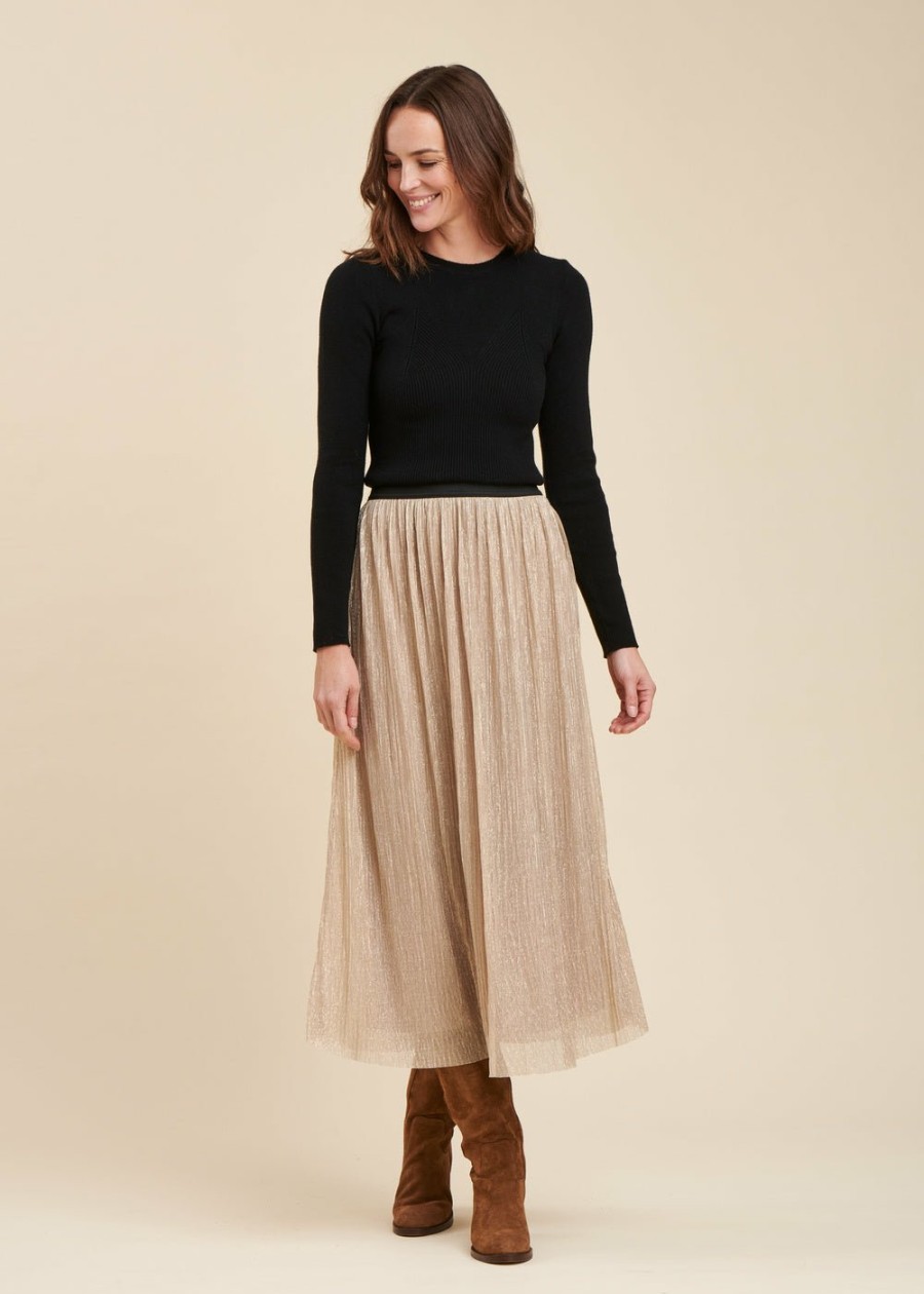 LA FEE maraboutee Lange Geplooide Formele Rok Met Pailletten En Elastische Tailleband