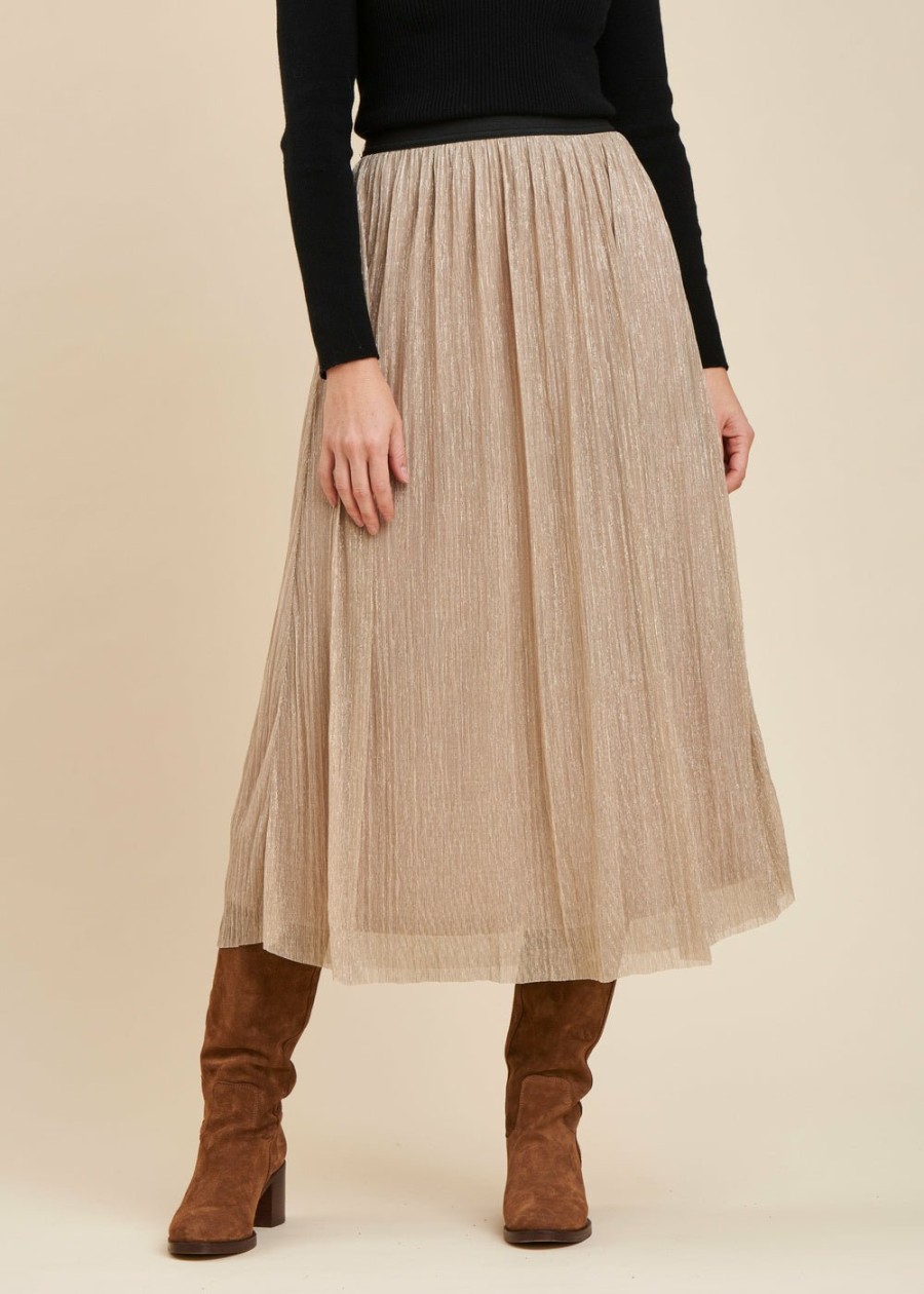 LA FEE maraboutee Lange Geplooide Formele Rok Met Pailletten En Elastische Tailleband