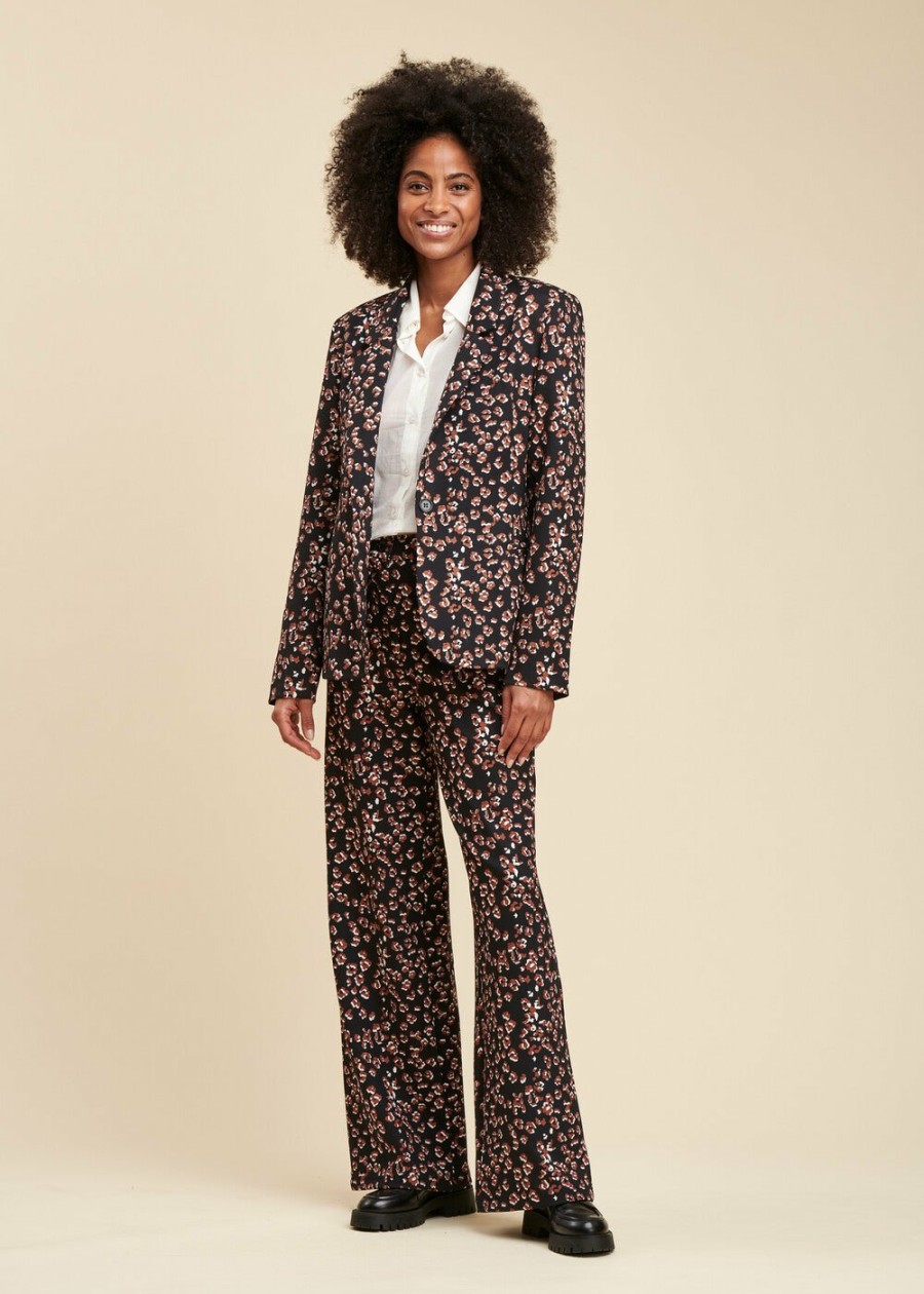 LA FEE maraboutee Loszittende Broek Met Luipaardprint