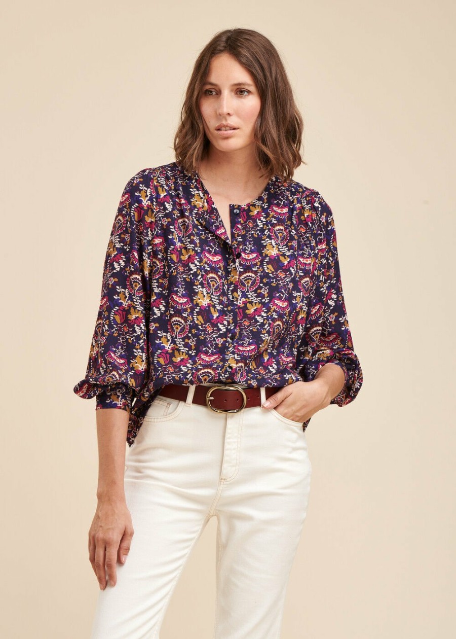 LA FEE maraboutee Losvallend Shirt Van Ecovero Viscose Met Print