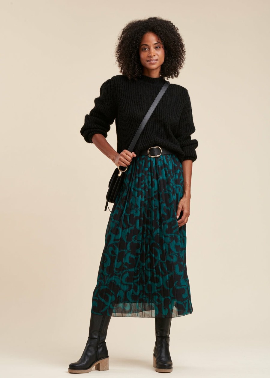 LA FEE maraboutee Geplooide Lange Rok Met Tweekleurige Print