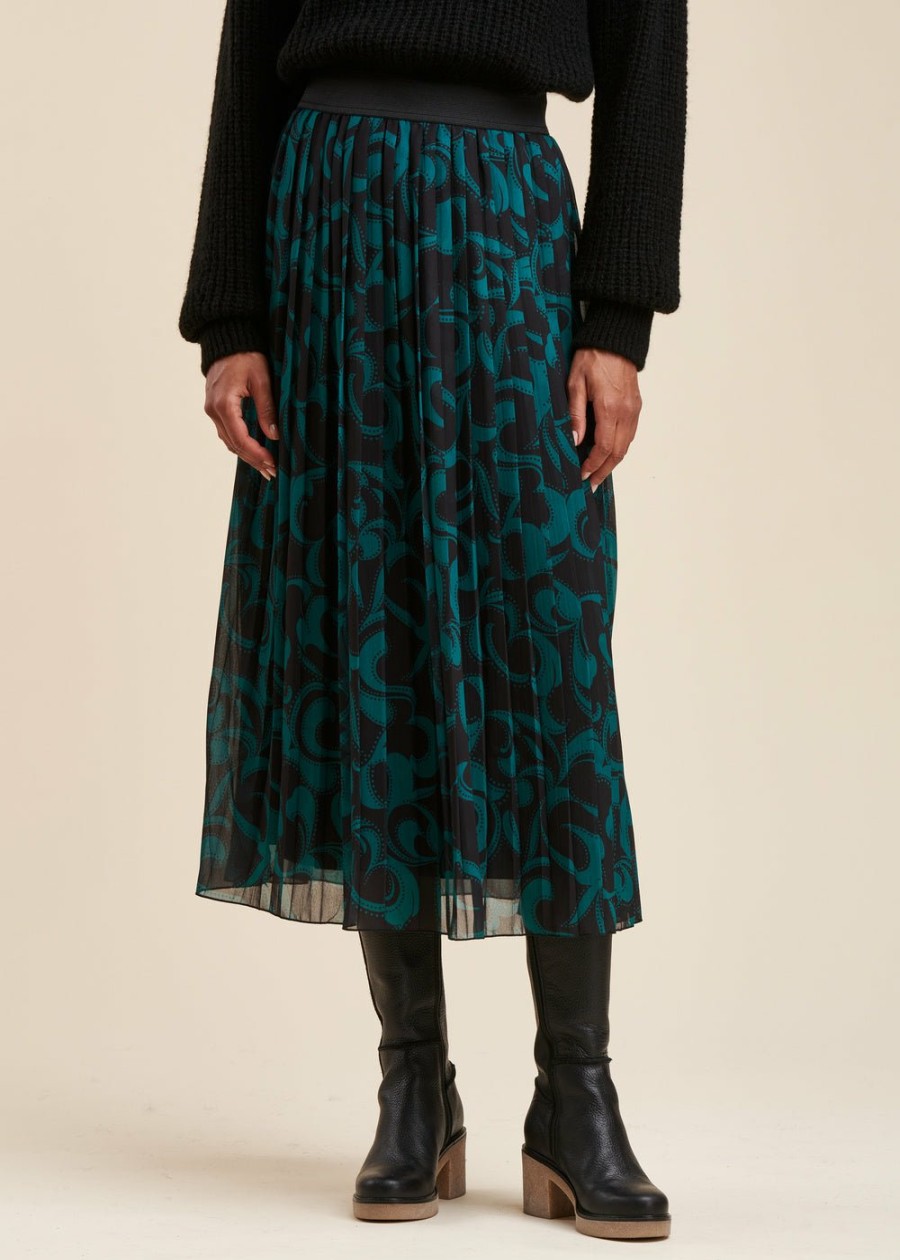 LA FEE maraboutee Geplooide Lange Rok Met Tweekleurige Print