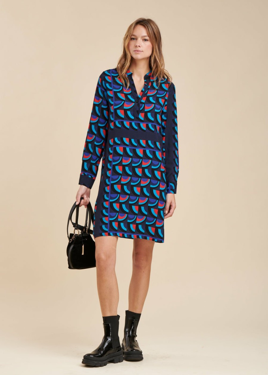 LA FEE maraboutee Korte Jurk Met Grafische Print In Ecovero Viscose