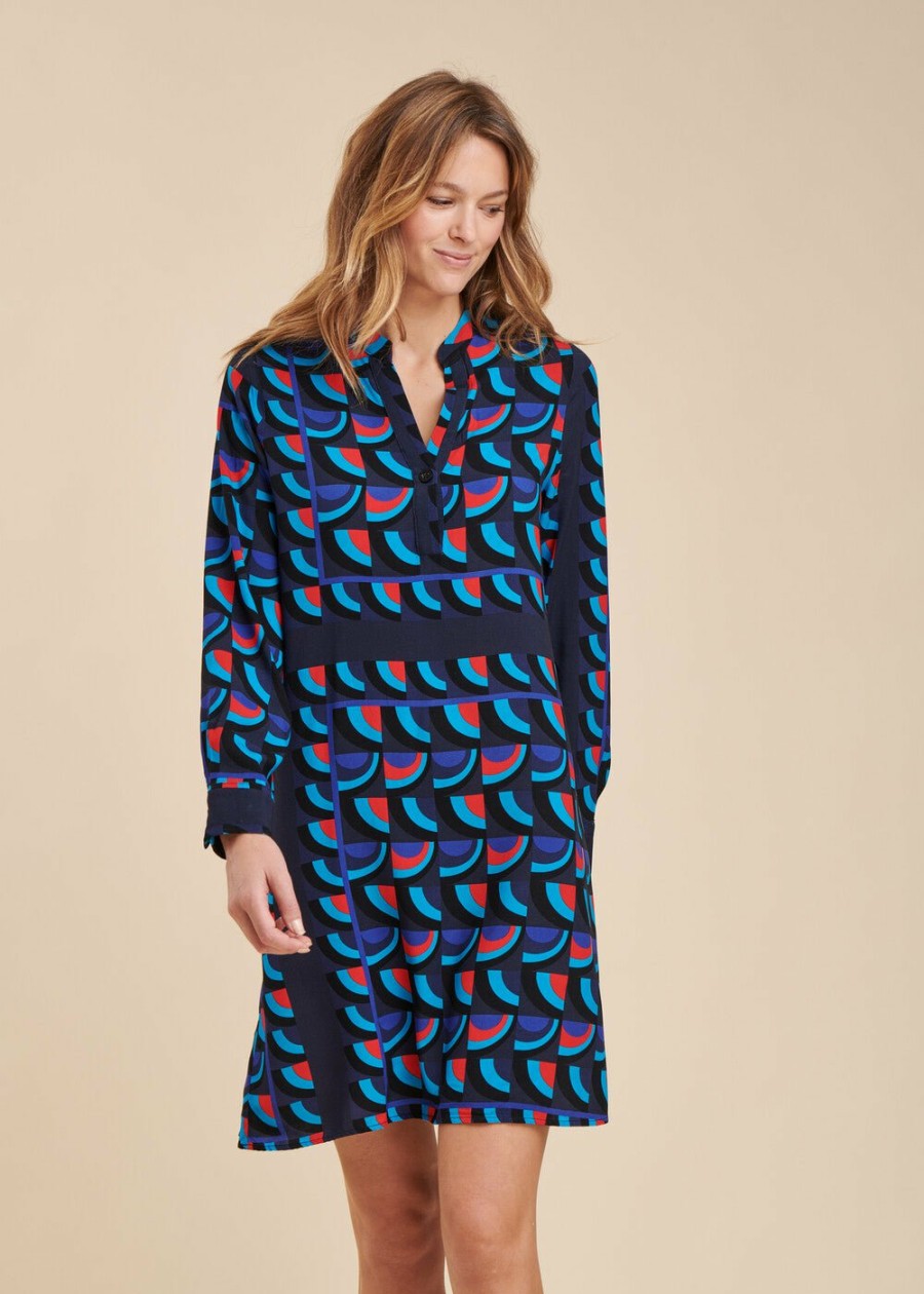 LA FEE maraboutee Korte Jurk Met Grafische Print In Ecovero Viscose