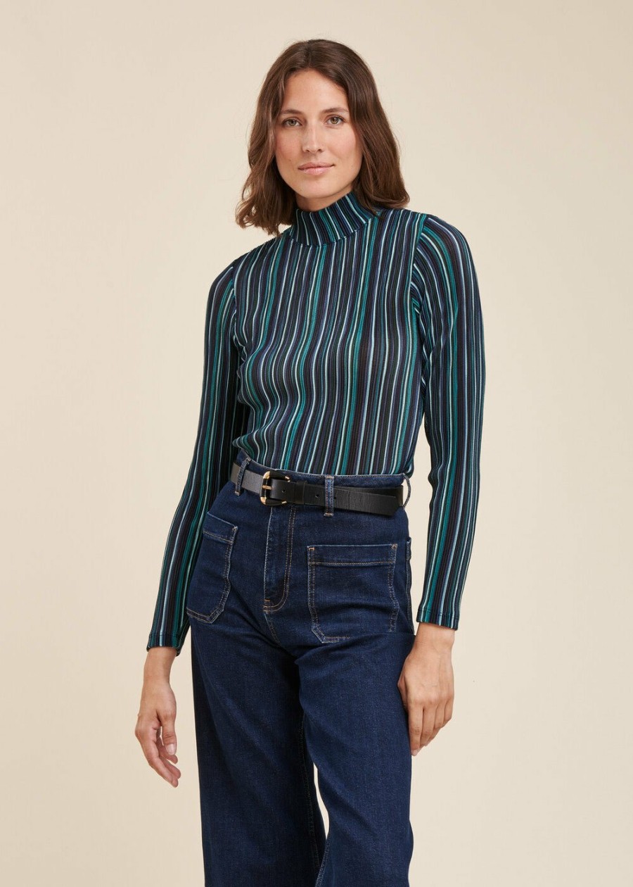 LA FEE maraboutee Multicolour Streep Turtleneck T-Shirt