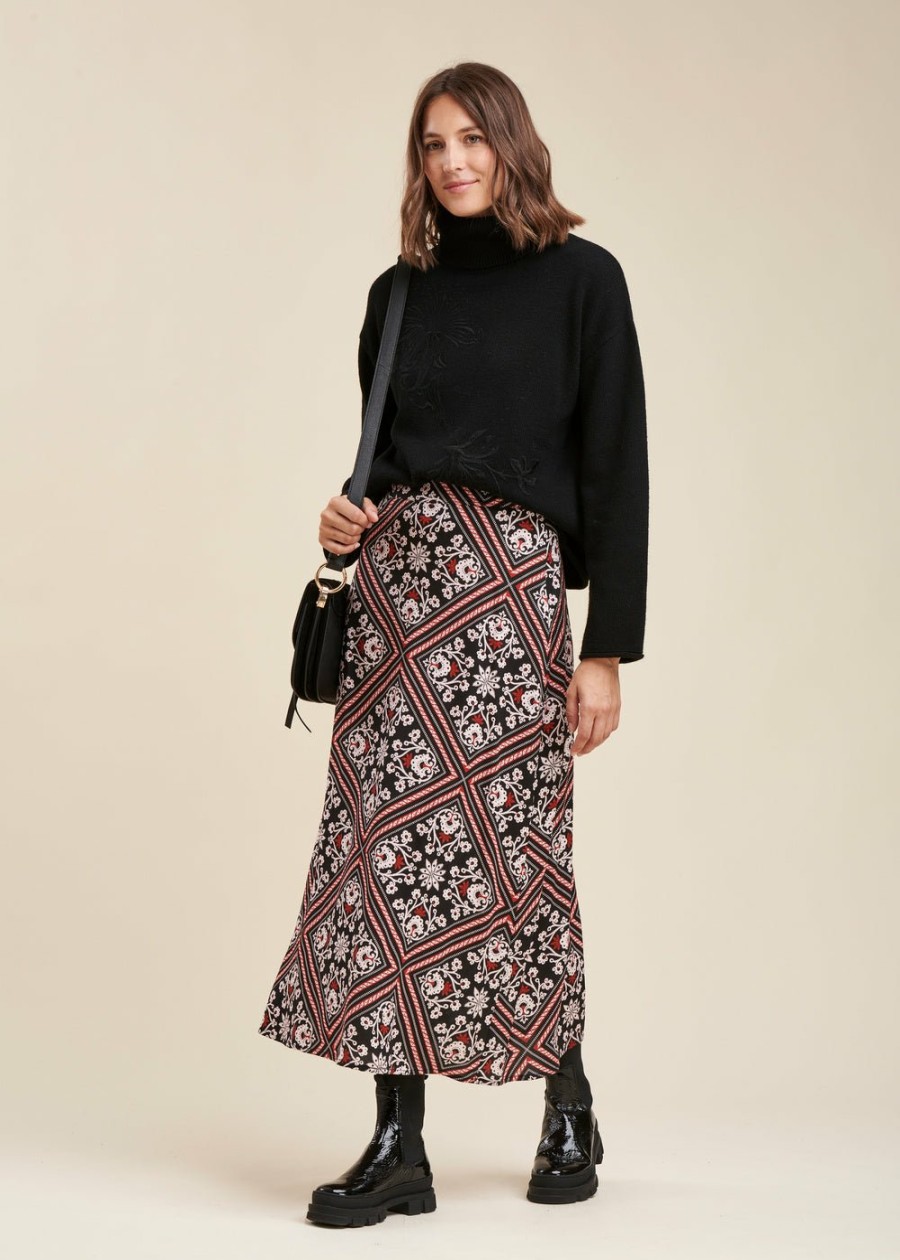 LA FEE maraboutee Halflange Rok Met Sjaalprint In Ecovero Viscose