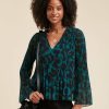 LA FEE maraboutee Geplooide Top Van Polyester Voile Met Tweekleurige Print