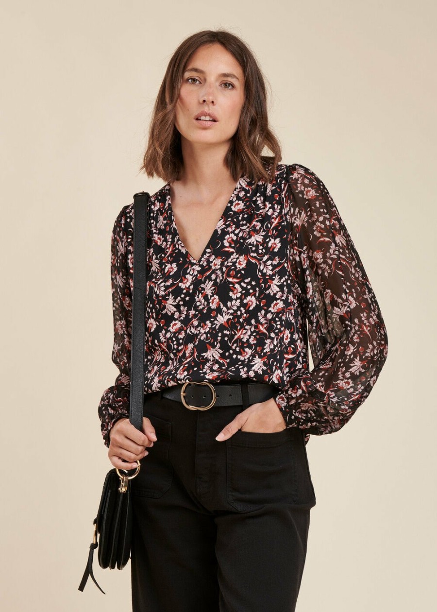 LA FEE maraboutee Bi-Materiaal Top Met Bloemenprint